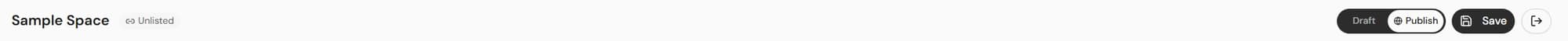 Studio top bar with the Draft / Publish toggle and the Save button at the top-right.